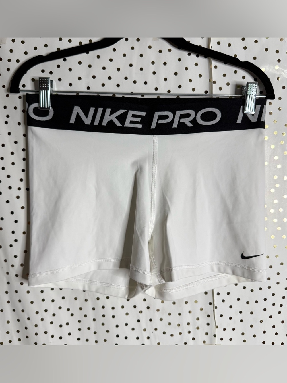 Nike Pro Women's White Compression Shorts with Black Waistband